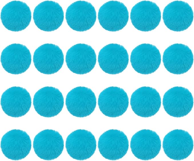 PATIKIL Faux Fur Pom Poms for Hats, 24 Pcs Fluffy Soft Fur Poms Balls with Elastic Loop for Keychain Knitting Hats DIY Scarves Gloves Bag Christmas, Lake Blue