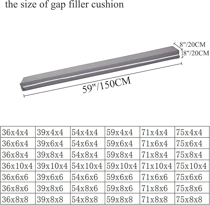 SAMTY Bed Filler for headboard Space Gap Filler Bolster Pillow Stopper for Sofa Crack Filler Between Headboard and Mattress Queen Size
