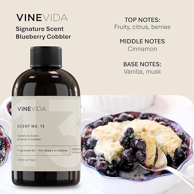 VINEVIDA [4oz] Blueberry Cobbler Fragrance Oil for Candle Making and Soap Making - Premium Candle Scents for Soy Candles