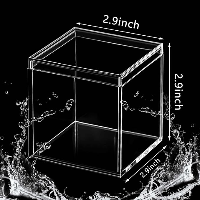 Blulu 8 Pcs Clear Acrylic Box with Lid Plastic Jewelry Mini Storage Box Mini Cube Containers for Candy and Tiny Jewelry Easter Party Favor(2.9 x 2.9 x 2.9 Inch,Classic Style)