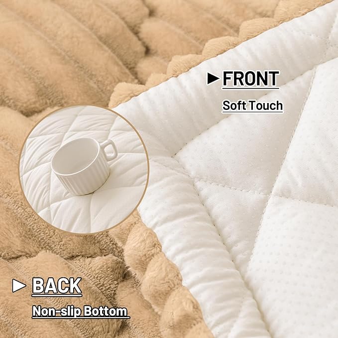 Smiry Pet Couch Cover for Dogs Washable, Non-Slip Fuzzy Couch Covers for 3 Cushion Sofa Pet Friendly, Soft Thick Furniture Protector Sofa Slipcover Mat for Dogs (Camel, 27.6" x 27.6")