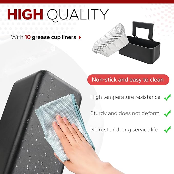 Grease Cup Foil Tray Pan for Blackstone Grill, Oil Catcher or Drip Tray Replacement Compatible with Blackstone Griddle 17, 22, 28, 30 & 36 Inches