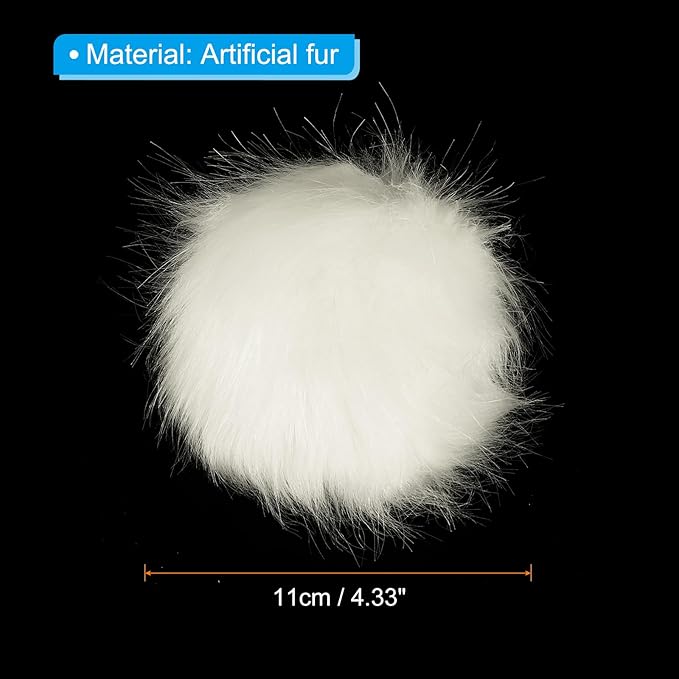 Patikil Faux Fur Pom Poms for Hats - 6 Pcs Fluffy Soft Fur Balls with Snap Button for Keychain, Knitting Hats, DIY Scarves, Gloves, Bag, Christmas, White