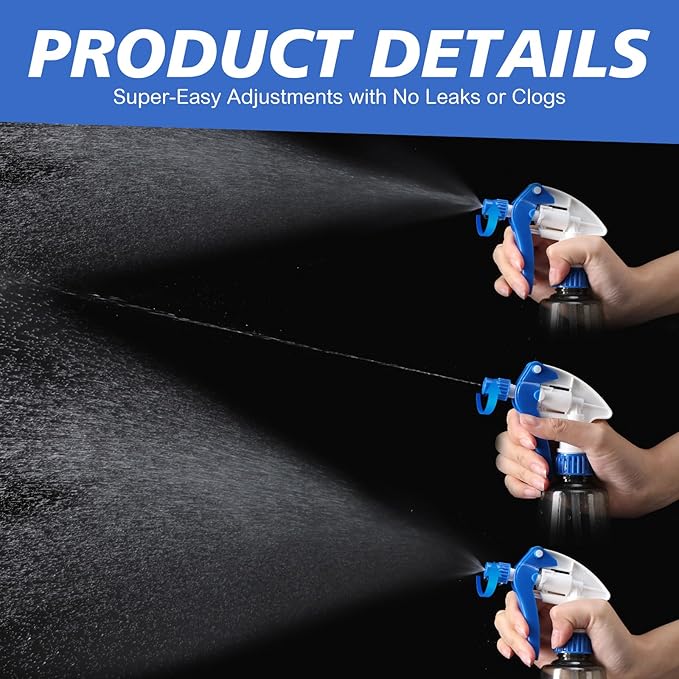 Hushee 48 Pack 28-400 Replacement Trigger Spray Nozzles Only, Heavy Duty Bottle Sprayer for Industrial Home Use, Fit for 32 oz, 16 oz, 8 oz Plastic and Glass Bottles (Blue)
