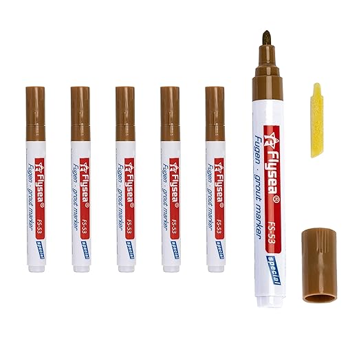 5 Pieces Grout Tile Pen Repair Pen,Renew Tile Lines, Restoring Tile Wall Floor Bathrooms and Kitchen(Fawn)
