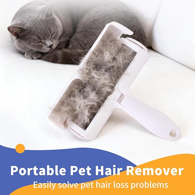 Pet Hair Remover, Reusable Self-Cleaning Lint Roller with Trash Bin for Sofa, Furniture, Carpet, Cat and Dog Hair Removal Tool (Red)