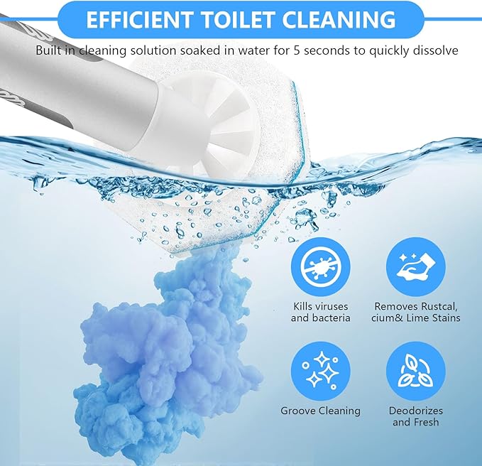50 Pcs Toilet Bowl Wand Refills for Clorox, Upgraded Octagon Disposable Replacement Heads Compatible with Clorox Toilet Wand for Bathroom Cleaning