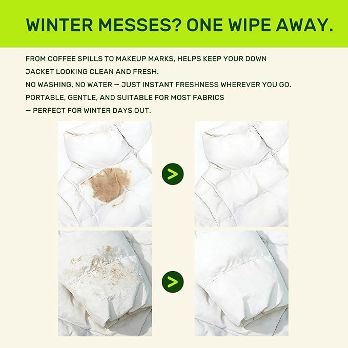 50 Pack Stain Remover Wipes for Clothes & Fabric – Instant Clothing Stain Remover for Shoes, Shirts & Jackets, Individually Wrapped Portable Wipes for Travel & On-the-Go Cleaning
