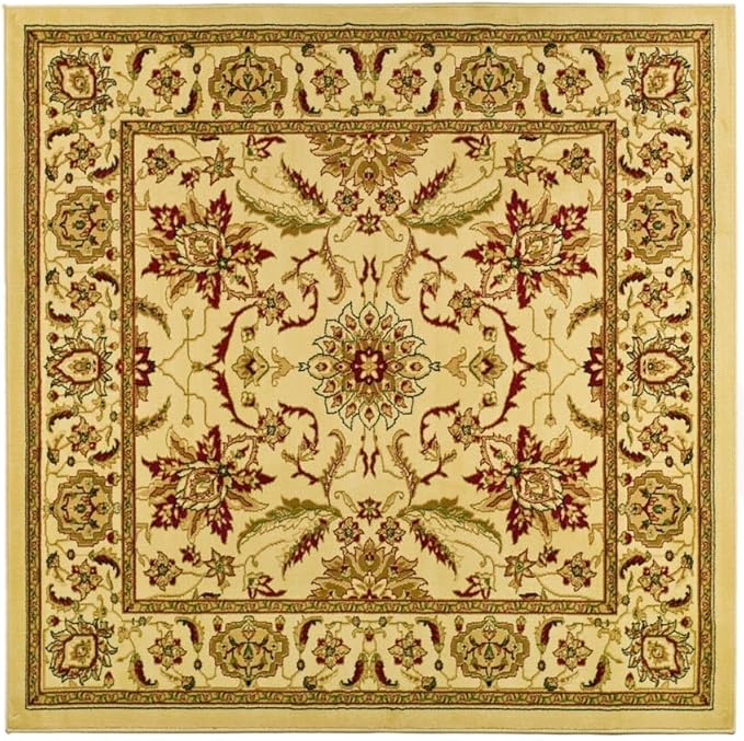 SAFAVIEH Lyndhurst Collection Area Rug - 6' Square, Ivory & Ivory, Traditional Oriental Design, Non-Shedding & Easy Care, Ideal for High Traffic Areas in Living Room, Bedroom (LNH216A)
