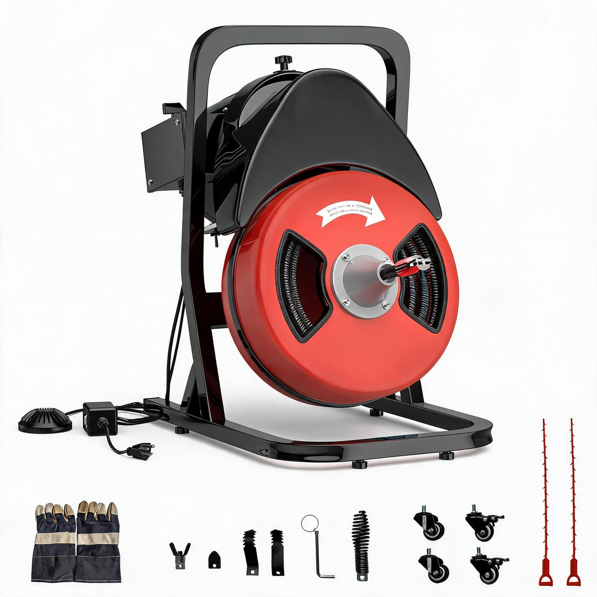 Drain Cleaner Machine 50FT x 1/2'' Sewer Snake For 2 To 4 Pipes - Image 1
