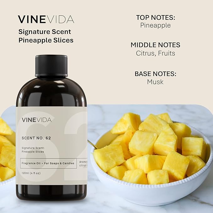 VINEVIDA Pineapple Slices Fragrance Oil - Natural Scents for Candle & Soap Making - 4oz, Made in USA