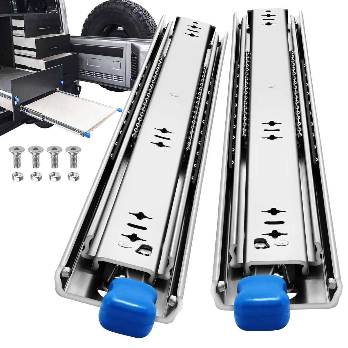 YENUO Locking Heavy Duty Drawer Slides Full Extension - Image 1
