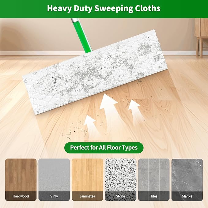 55 Count Heavy Duty Disposable Mop Refills, Heavy Duty Dry Sweeping Cloths for S.wiffer XL - Designed for Hard Surfaces, Convenient Single-Use Cleaning Pads
