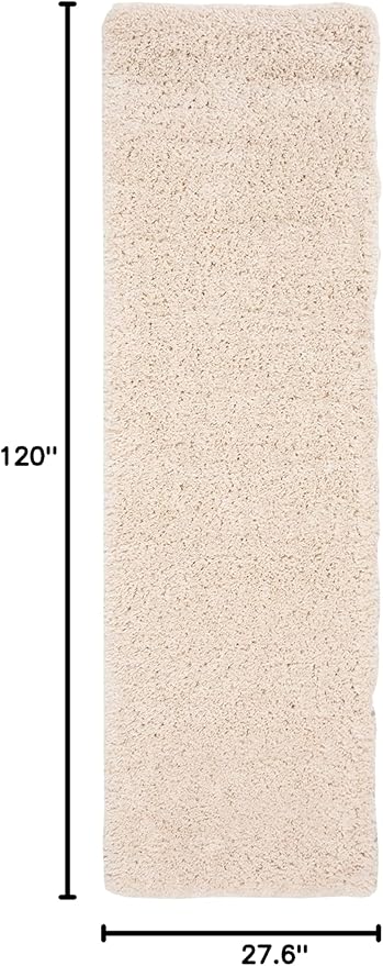 SAFAVIEH Fontana Shag Collection Runner Rug - 2'3" x 10', Creme, Solid Design, Non-Shedding & Easy Care, 2-inch Thick Ideal for High Traffic Areas in Living Room, Bedroom (FNT800B)