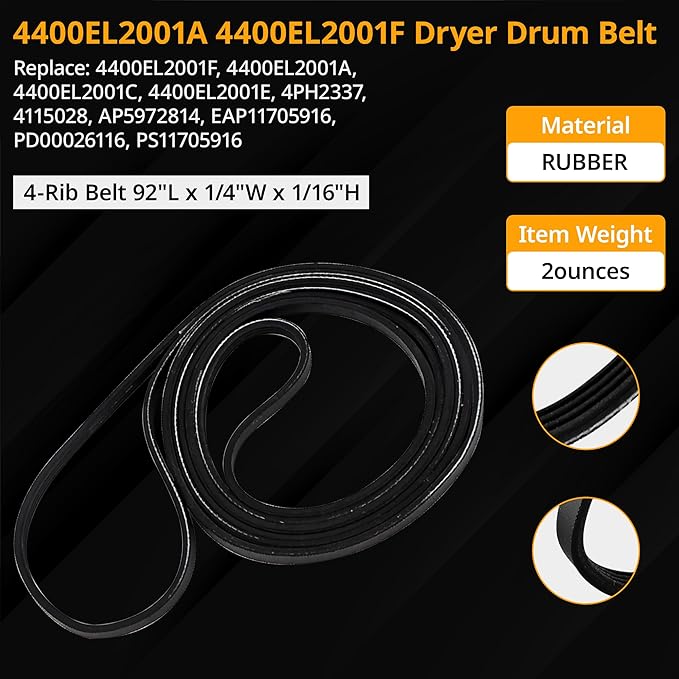 Dryer Roller Repair Kit For LG Kenmore Dryers 4581EL2002C Dryer Drum Roller 4581EL2002L,4581el3001e, 4400EL2001A Dryer Belt Upgraded 4561EL3002A Dryer Idler Pulley Ball bearing By WFRWFR