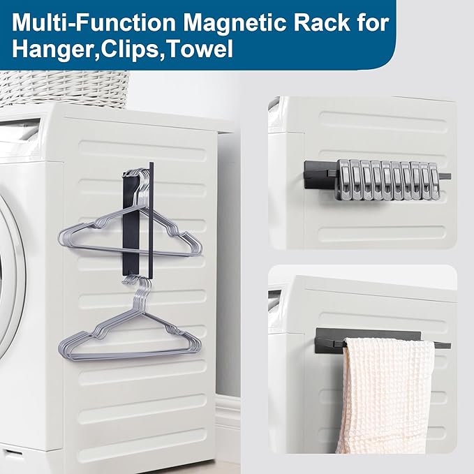 Magnetic Hanger Organizer Stacker,Clothes Hanger Storage Rack for for Adult or Child,Hanger Holder for Closet Laundry Room Washing Machine,Black