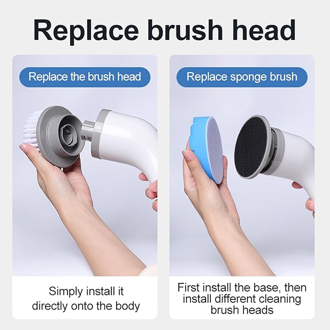 Cordless Cleaning Brush Scrubber for Home, Electric Spin Scrubber, 9 Replaceable Brush Heads, 50Mins Work Time, 3 Adjustable Size, 3 Strong Speeds for Bathroom Shower Bathtub Car Glass, Black Color