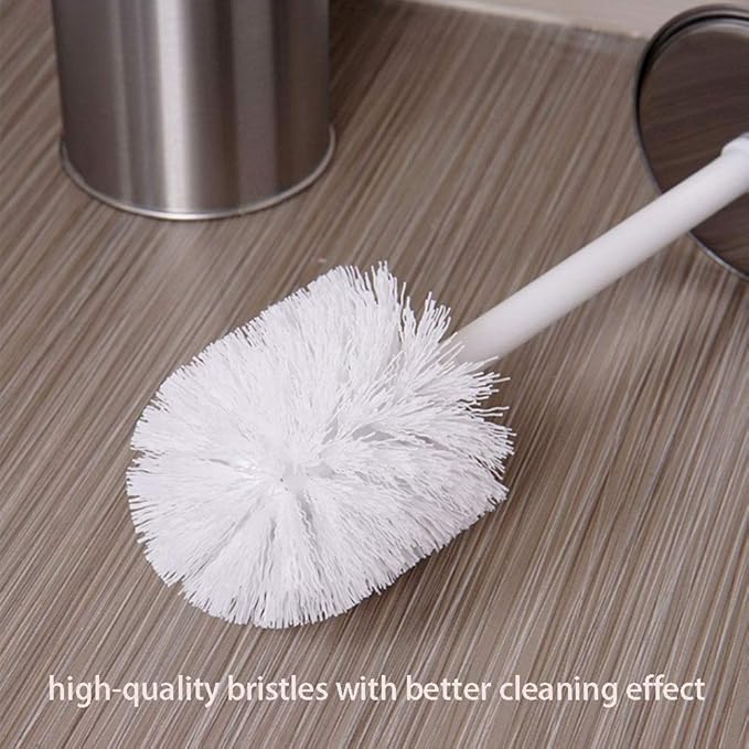 tooloflife Toilet Brush Rust-Resistant with Strong Bristles and Soft Handle Holder Set for Toilet Cleaning Silver