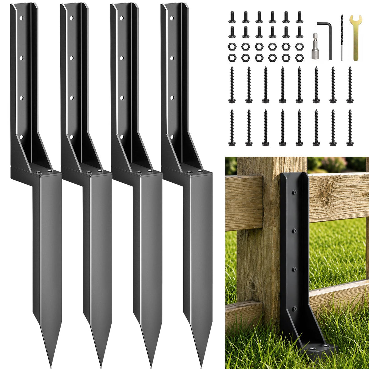 4 Pcs Fence Post Repair Kit, Thickened Heavy Duty Fence | Home Repair - Image 1