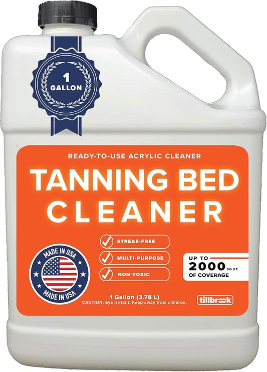 Tanning Bed Cleaner Acrylic Cleaner for Indoor Tanning Beds - Up to 2000 sq ft of Coverage - 1 Gallon Universal, Streak-free, Professional Cleaning Solution for All Non-Porous Surfaces
