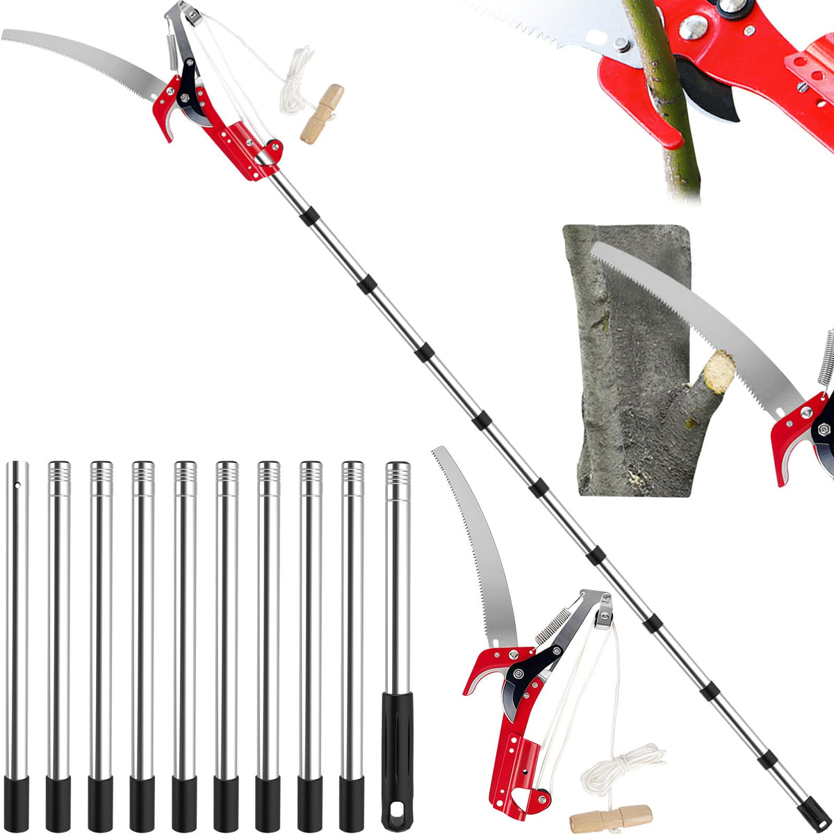 13ft Pole Saws for Tree Trimming, Lightweight Stainless Steel - Image 1