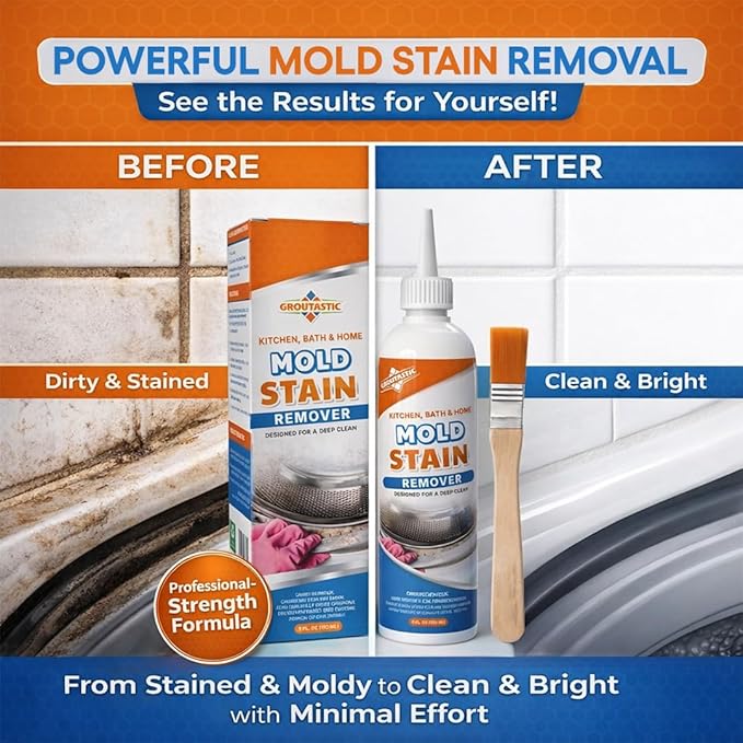 Stain Remover Gel Cleaner Heavy Duty for Front Loader Washing Machine Seal, Bathroom Grout, Shower, Caulk - Cleaning Solution