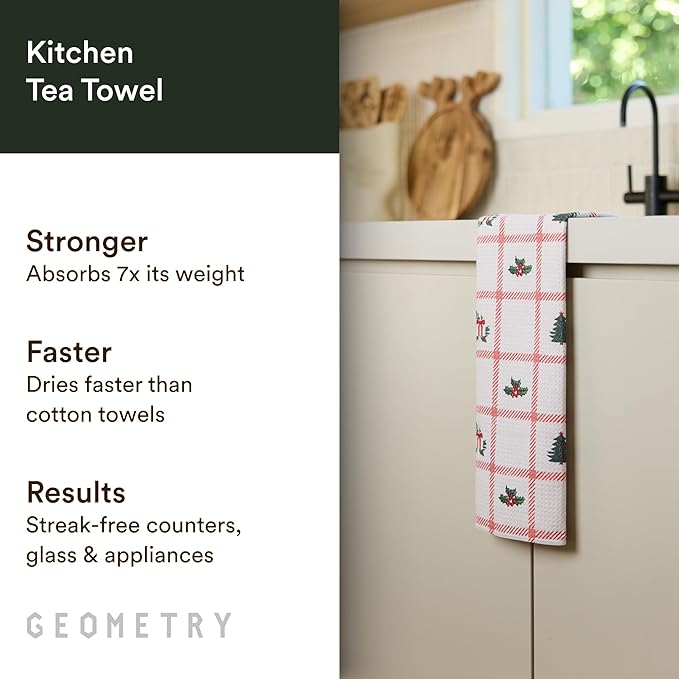 GEOMETRY Christmas Kitchen Towels - Quick Dry Microfiber Cloth Dish Towels for Kitchen Drying - Premium Quick Dry Towel - Tidings