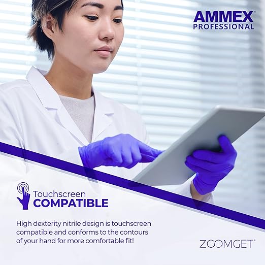 AMMEX Indigo Nitrile Disposable Exam Gloves, 3 Mil, Latex/Powder Free, Food-Safe, Textured, Non-Sterile, X-Large, Box of 100