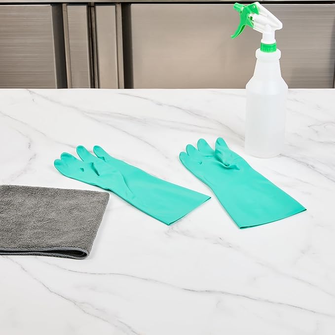 Restaurantware Nitrile Gloves 10 Count 15 mil Chemical Resistant Gloves Abrasion-Resistant Kitchen Cleaning Latex-Free Green
