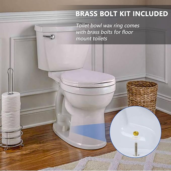 Toilet Floor Bolts and Glow in The Dark Bolt Covers Kit – 2 Pack Brass T-Bolts with Washers, Nuts & PLA Caps – Universal Toilet Mounting Kit for Decorative Installation