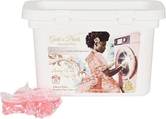 4-in-1 Laundry Pods, Cherry Velvet Scent - Stain Remover, Fabric Softener, Fresh Scent & Deep Clean, 52 Count