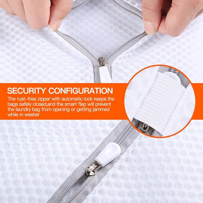 Kimmama Laundry Mesh Wash Bags, Lingerie Bags for Washing Delicates, Mesh Laundry Bags for Washing Machine, White Net, Grey Zipper, 2XXL (Pack of 2)