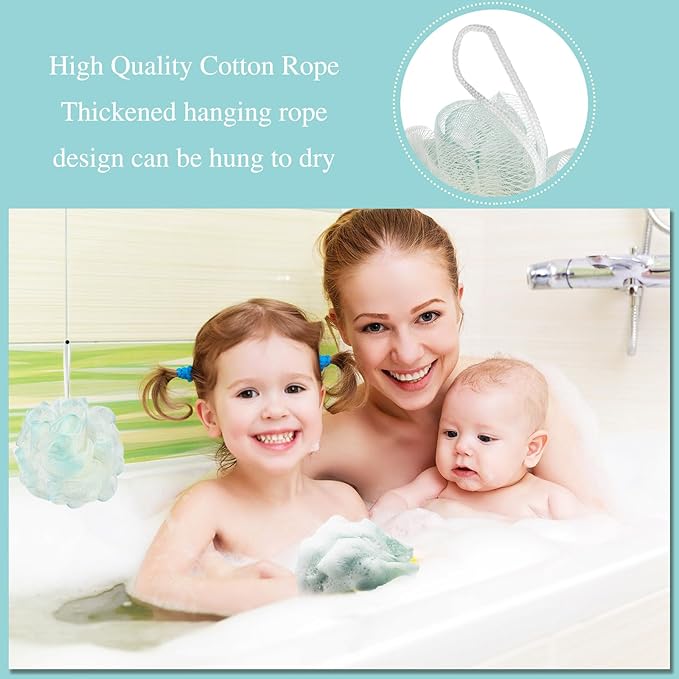 CHENGU 80 Pcs Loofah Sponge Bath Pouf - Bulk Shower Puff for Body Wash - Exfoliating Mesh Scrubber for Baby, Women, Men - 20g (Plain Colors)
