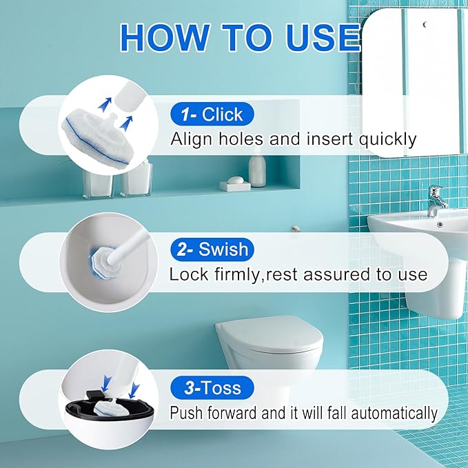 30 Count Toilet Wand Refills for Clorox, Disposable Toilet Brush Compatible with Clorox ToiletWand Cleaning System, Upgrade Fiber Bowl Cleaner Brush for Closestool Cleaning.（not included brush rod）