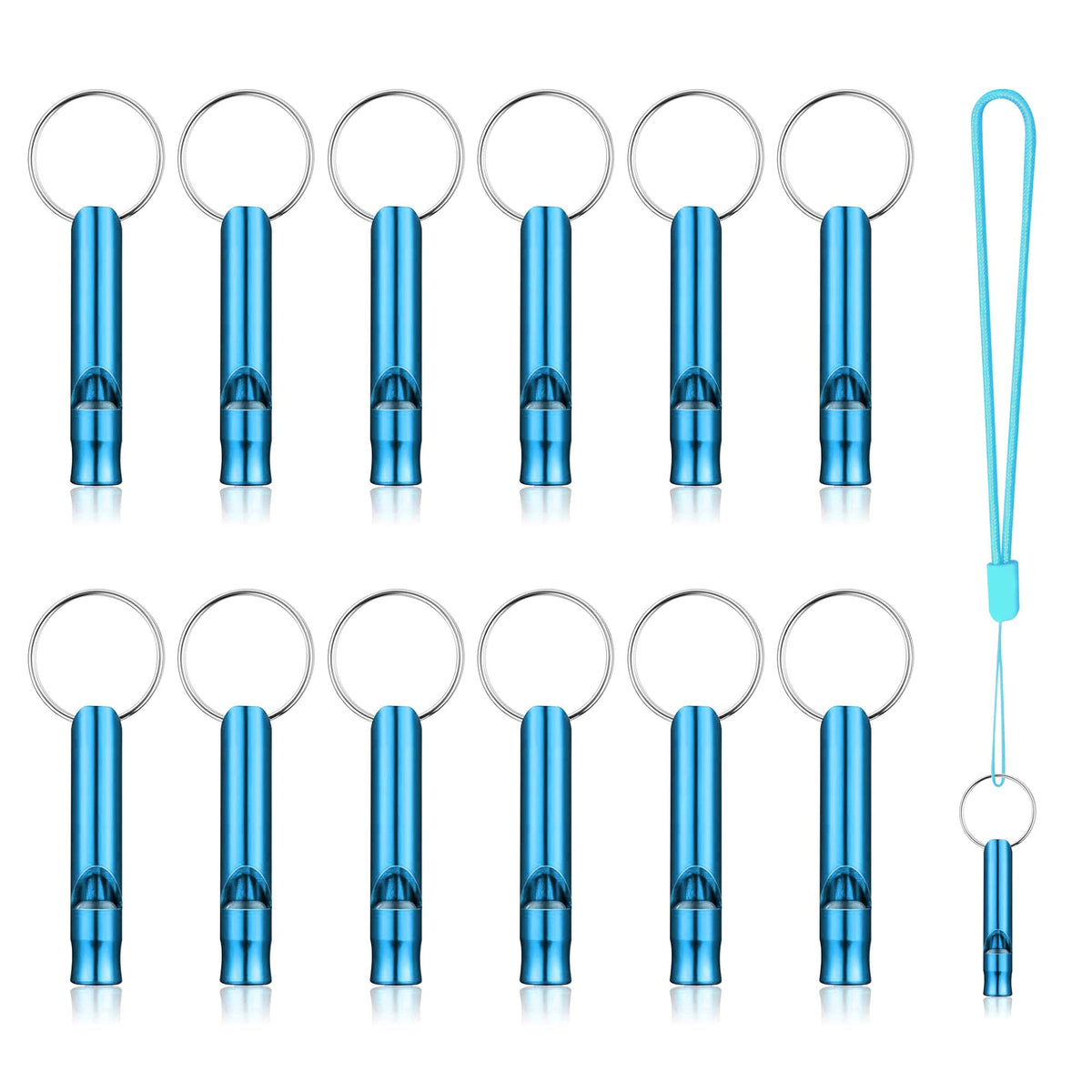 12Pcs Hiking Camping Survival Aluminum Whistle, Key Chain - Image 1