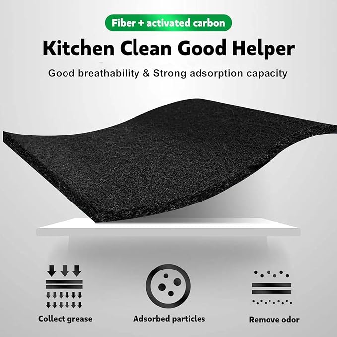 48 x 16 Inch Cut-to-Fit Activated Carbon Fabric Filter Sheet Charcoal Air Vent Filters Pad Black Range Hood Hepa AC Replacement Fabric Filter Sheet (2PCS, 48 x 16 x 0.125IN)