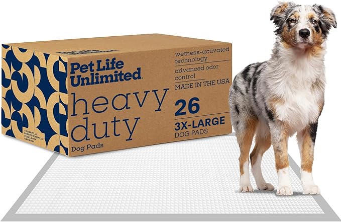 Pet Life Unlimited Heavy Duty Triple Extra Large Puppy Pads – 36" x 36", 26 Count (3XL) | Dog Training Pads with Odor Controlling Wetness-Activated Wild Bergamot Scent | USA Made