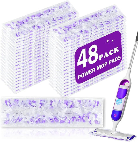 48 Pack PowerMop Refill Pads for Swiffer Power Mop - Multi-Surface Floor Cleaning Mop Pads, Compatible with Swiffer Wet Pads Refill, 12 Layers Thickened Durable | Super Absorbent