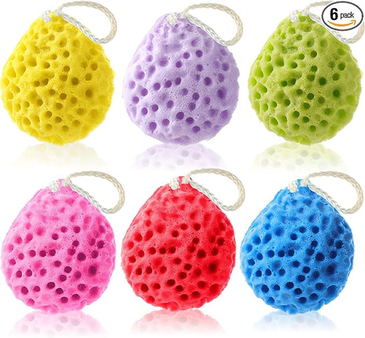 6 Pcs Bath Sponge Deep Cleansing Body Loofah Gentle and Deep Exfoliating Body Scrubber Bath Accessories Men Women Baby Sponge for Bathing Shower (Stylish Color)