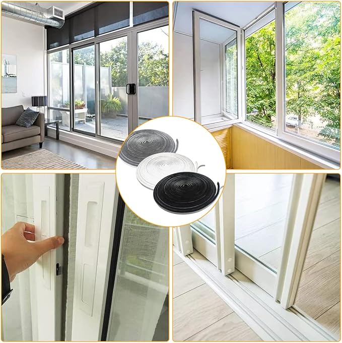 Bruiefpap 65FT Weather Stripping for Doors and Windows, Self-Adhesive Window Insulation for Winter, Weatherstrip for Draft Stopper, Soundproofing, Dustproof, 0.35'' Wide x 0.35'' Thick, Grey