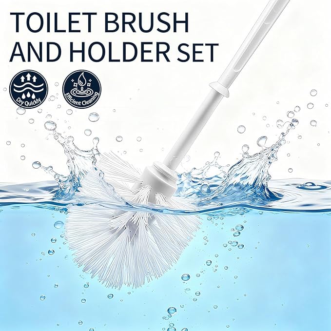 12 Pack Toilet Brushes and Holders Set,13 Inch Toilet Bowl Brushes for Bathroom,Toilet Scrub Brush with Storage Rack for Bathroom Accessories White
