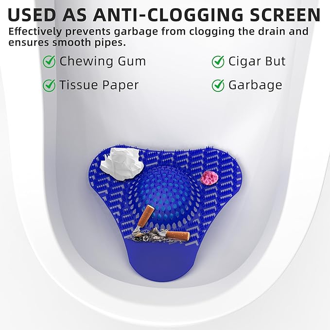 Urinal Screen Deodorizer, Urinal Cakes with 3D Anti-Splash Long Bristles, Male Urinal Mats Pads with Odor Protection for Men Toilets Bathroom (12 Packs)