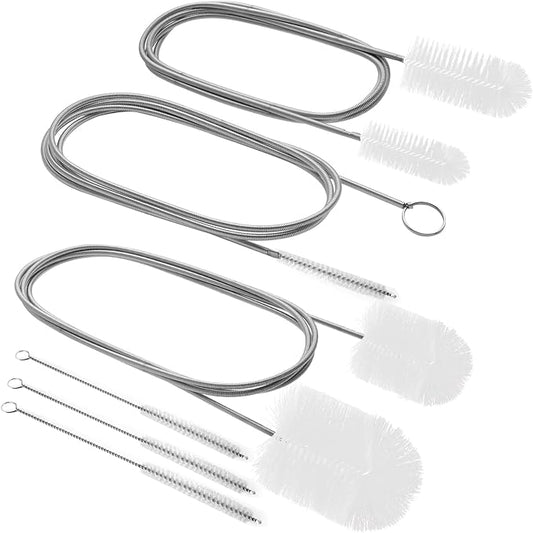 6Pcs Flexible Drain Brush 78 Inch Pipe Cleaning Brush 63 Inch drain cleaner brush 59 Inch Hose Brush and 3 Pcs 9 Inch Straw Cleaner Brush for straws Kitchen Sink Plumbing and Shower Drain Tube (White)