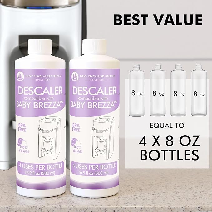 New England Stories Baby Brezza Compatible Descaler 33.8 Fl Oz, Universal Cleaner Solution for Baby Brezza and Other Baby appliances, Remove Build-up Extends Machine’s lifespan