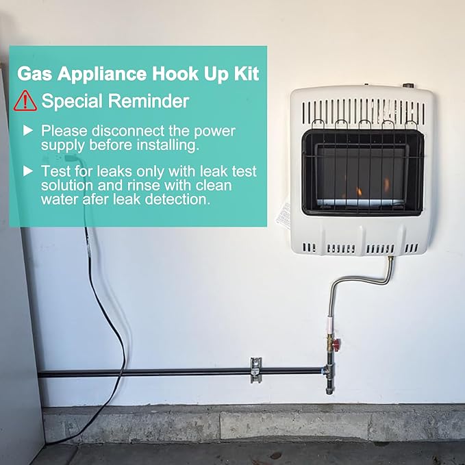 One Stop Gas Appliance Hook Up Kit, 22" Stainless Steel Flexible Gas Line Hose with Brass Gas Ball Valve & Fittings for Mr. Heater, Gas Stoves, Wall Mounted Heaters, Gas Fireplace & Gas Dryer