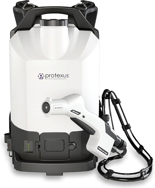 EvaClean Protexus PX300 Backpack Electrostatic Sprayer Cordless Coverage, 4hr Rechargeable 16.8V Battery - 4 Ft Hose, 2.25 Gallon Tank, 60-Micron Nozzle