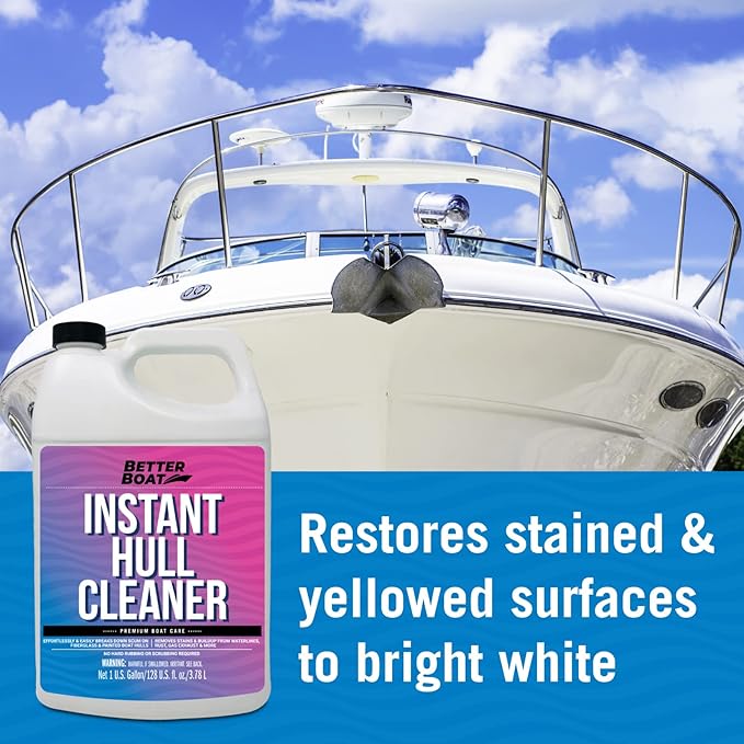 Fiberglass Boat Hull Cleaner, Marine-Grade Stain Remover & Restorer, Deck Cleaner for Boats, Pontoons, Sailboats, Pro Wash Cleaning Supplies