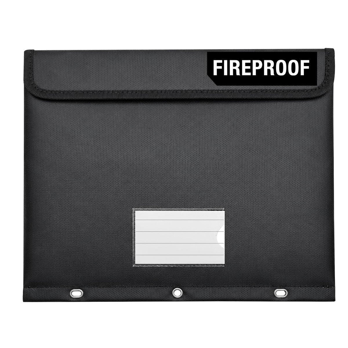 Fireproof 3 Ring Binder Pocket, Document Bag Side Loading, Black - Image 1