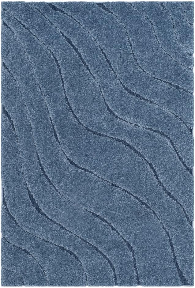 SAFAVIEH Florida Shag Collection Accent Rug - 3'3" x 5'3", Light Blue & Blue, Non-Shedding & Easy Care, 1.2-inch Thick Ideal for High Traffic Areas in Entryway, Living Room, Bedroom (SG472-6065)