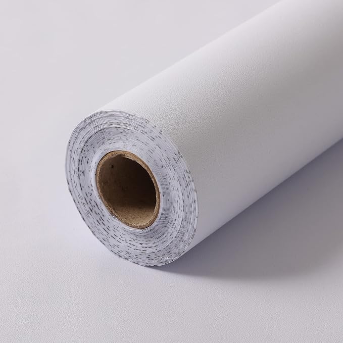 White Matte Wallpaper (15.7 x 98 Inch, Self-Adhesive, PVC, Textured, Durable, Waterproof) - Wall Decoration, Cabinets, Drawers Makeover
